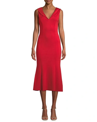 Alice And Olivia Cecilia Draped-shoulder Sleeveless Cocktail Dress In Red