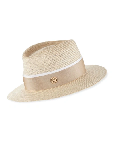 Maison Michel Andre Straw Fedora Hat In Natural/beige