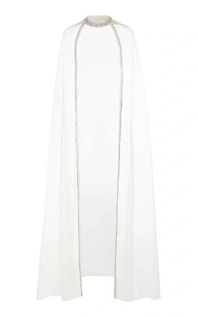 Cucculelli Shaheen Pearlescent Silk Cape In White