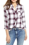 Rails Hunter Button-front Plaid Top In Plum Navy White