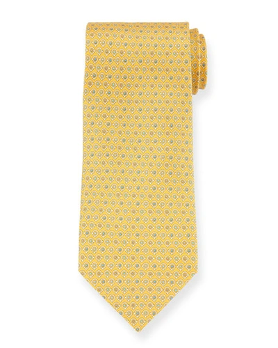Ferragamo Grey Gancio Silk Tie, Yellow
