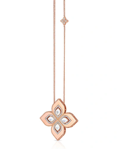 Roberto Coin Venetian Princess 18k Rose Gold Mother-of-pearl Cutout Necklace With 2" Pendant