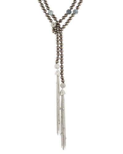 Alexis Bittar Crystal Encrusted Pearly Sautoir Tassel Necklace