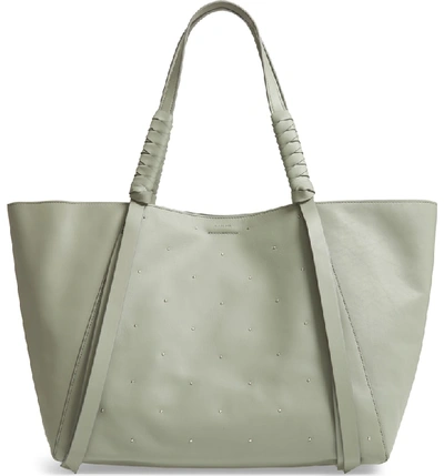 Allsaints Kathi Studded Leather East/west Tote - Grey In Blue Grey