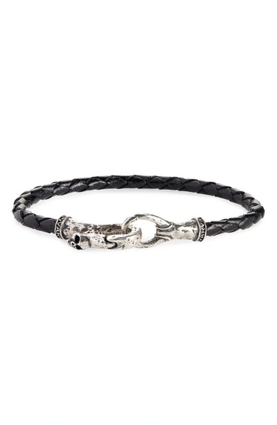 John Varvatos Collection Sterling Silver Braided Black Leather Bracelet