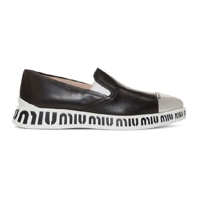 Miu Miu Black Pointed Toe Cap Sneakers