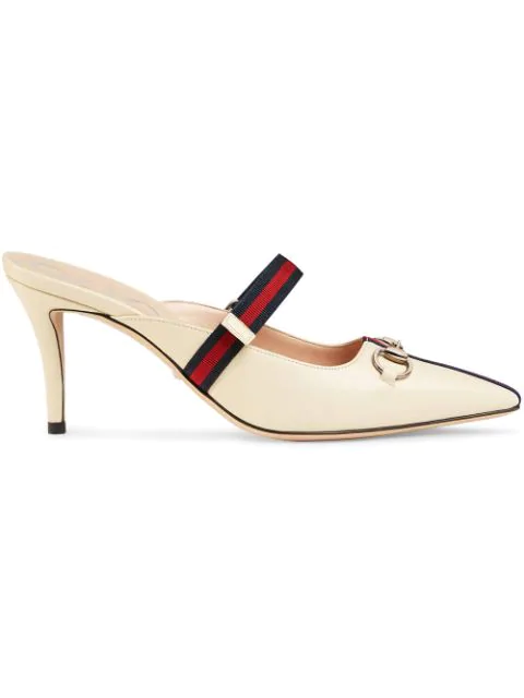 gucci mid heel slide with web