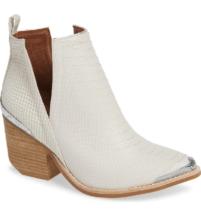 Jeffrey Campbell Cromwell Cutout Western Boot In White Snake Print Leather