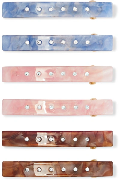 Valet Set Of Six Embellished Resin Hairclips In Pink