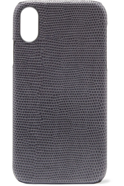 The Case Factory Lizard-effect Leather Iphone Xr Case In Gray