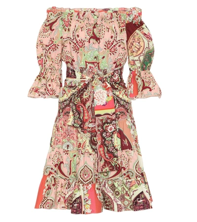 Etro Off-the-shoulder Tiered Printed Cotton-poplin Dress In Multicoloured