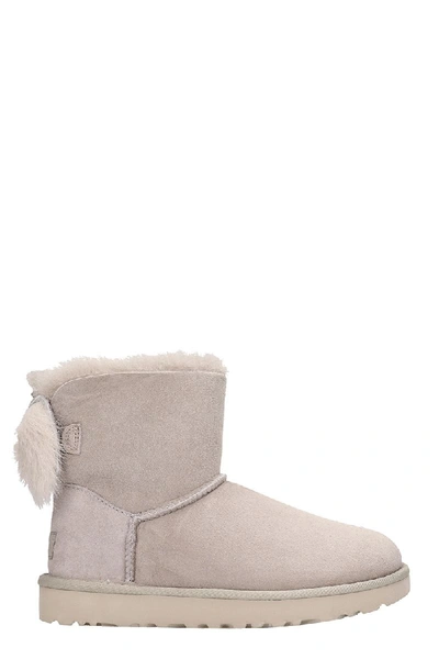 Ugg Fluff Mini Bow Boots In Grey