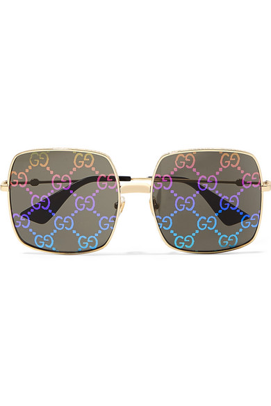 gold logomania visor sunglasses