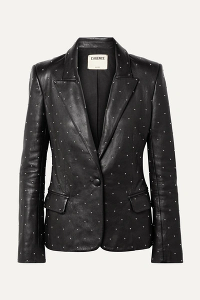 L Agence Montegoi Studded Leather Blazer In Black