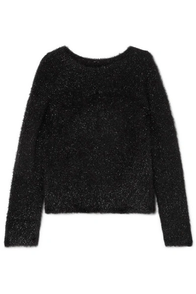 Vince Boxy Metallic Knit Sweater In Black