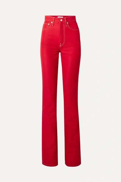 Helmut Lang High-rise Cotton-blend Pants In Red
