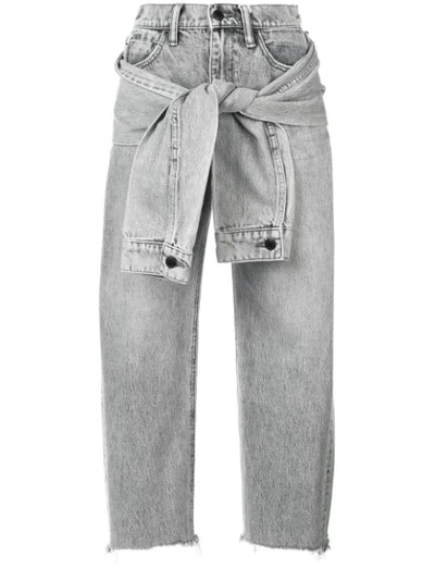 Alexander Wang Cropped Distressed High-rise Straight-leg Jeans In Light Grey|grigio