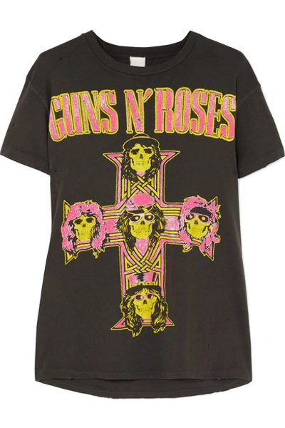 Madeworn Guns N Roses 荧光仿旧印花纯棉平纹布 T 恤