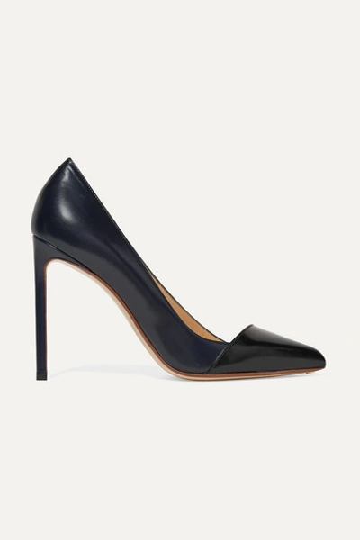 Francesco Russo Two-tone Leather Pumps In Dark Blue
