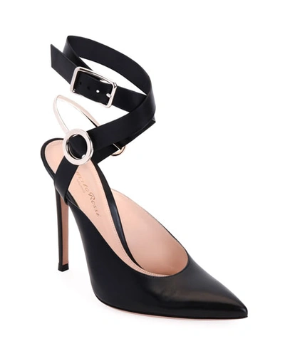 Gianvito Rossi Equestrian Ankle-wrap Pump In Black