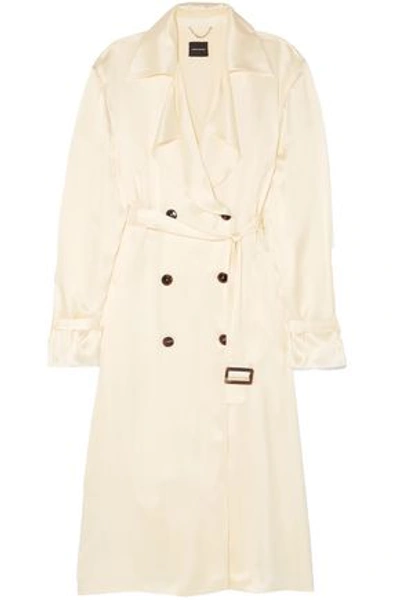 Magda Butrym Woman Double-breasted Silk Trench Coat Cream