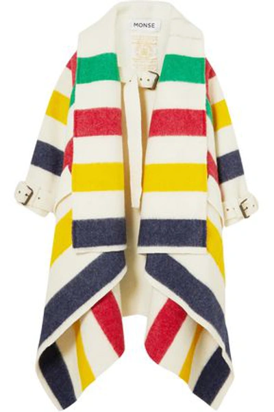 Monse Striped Wool Felt Coat In Ivory