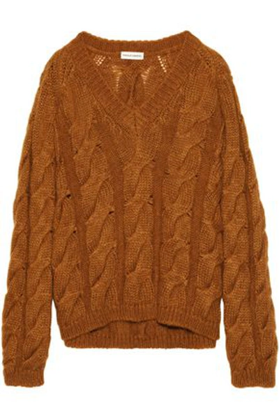 Mansur Gavriel Woman Cable-knit Mohair-blend Sweater Light Brown