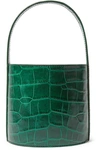 Staud Bissett Croc Embossed Leather Bucket Bag - Green In Jade