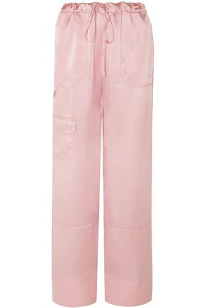Marques' Almeida Woman Silk-satin Wide-leg Pants Baby Pink