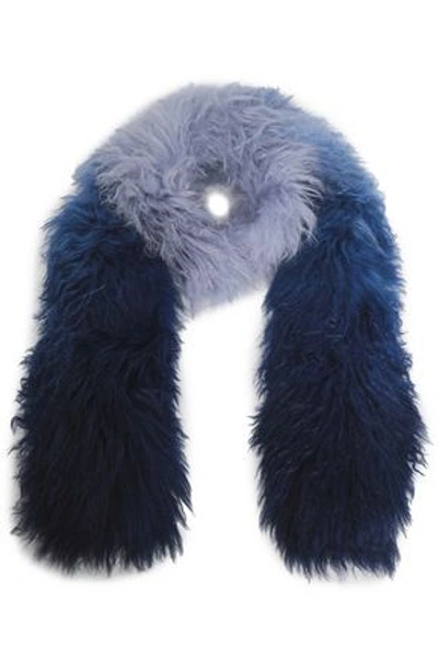 Charlotte Simone Woman Dégradé Shearling Scarf Blue