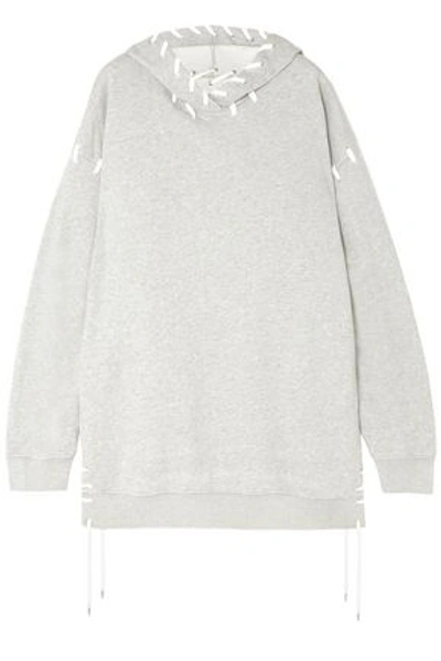 Jonathan Simkhai Woman Lace-up French Cotton-terry Hooded Sweatshirt Gray