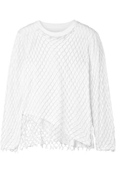 Marques' Almeida Woman Layered Fishnet And Cotton-jersey Top White