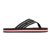 Versace Logo Embossed Thong Sandals In Black