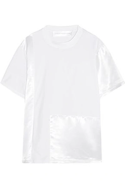 Victoria Victoria Beckham Victoria, Victoria Beckham Woman Satin-paneled Cotton-jersey T-shirt White