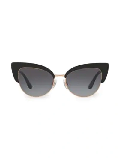 Dolce & Gabbana Dg4346 Half-rim 53mm Cat Eye Sunglasses In Black