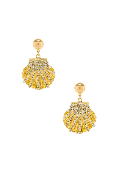 Laruicci Crystal Seashell Earrings In Gold