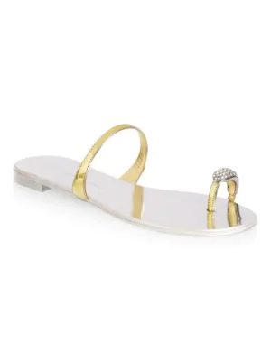 giuseppe zanotti nuvo rock jeweled toe ring leather sandal