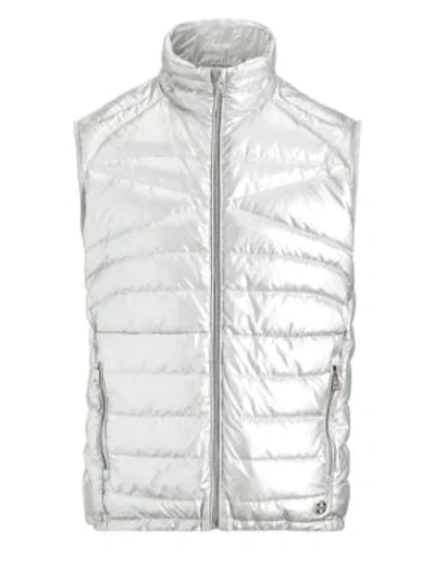 Ralph Lauren Explorer Metallic Puffer Vest In Silver