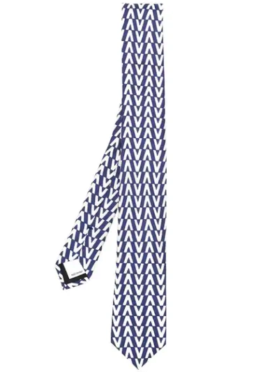 Valentino Garavani Optical Logo Tie In Blue