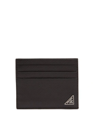 Prada Saffiano-leather Cardholder In Black