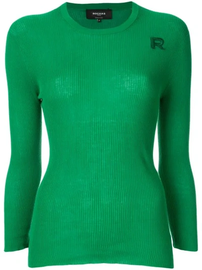 Rochas Cotton Rib Knit Sweater In Green