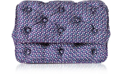Benedetta Bruzziches Turtles Printed Violet Satin Silk Carmen Shoulder Bag
