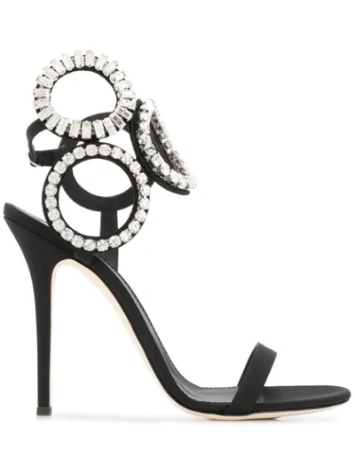 Giuseppe Zanotti Suede High Sandal With Crystals In Black