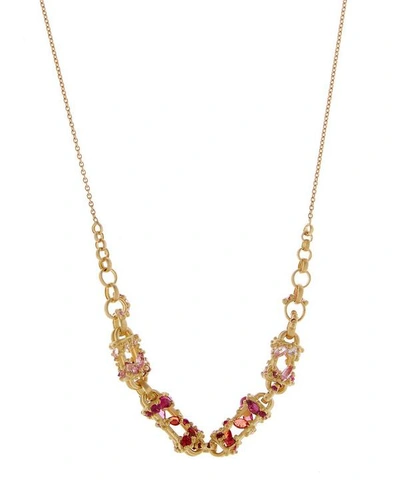 Polly Wales Gold Fontaine De Fleurs Plum Blossom Sapphire Chain Necklace