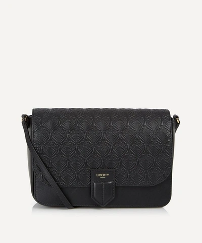 Liberty London Iphis Embossed Leather Portland Cross Body Bag In Black