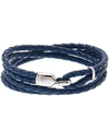 Miansai Trice Braided Leather & Sterling Silver Bracelet In Blue