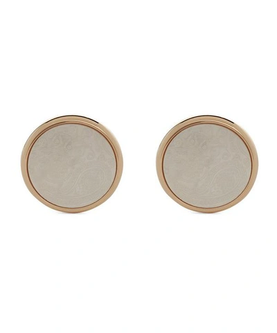Simon Carter Round Mother Of Pearl House Paisley Cufflinks In Grey