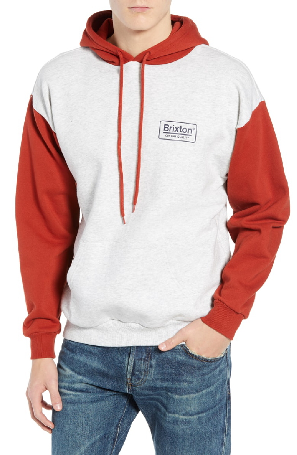 brixton palmer ii white & grey hoodie