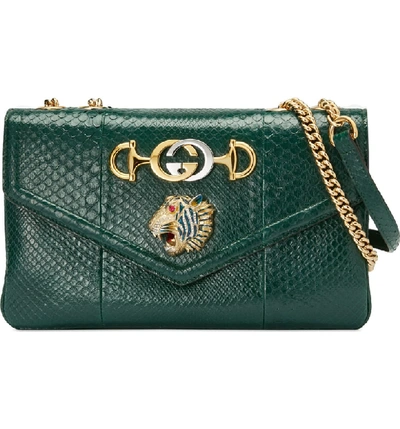 Gucci Rajah Genuine Python Large Tote - Green In Vintage Green Multi