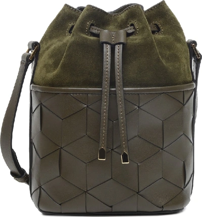 Welden Mini Gallivanter Leather Bucket Bag In Dark Olive